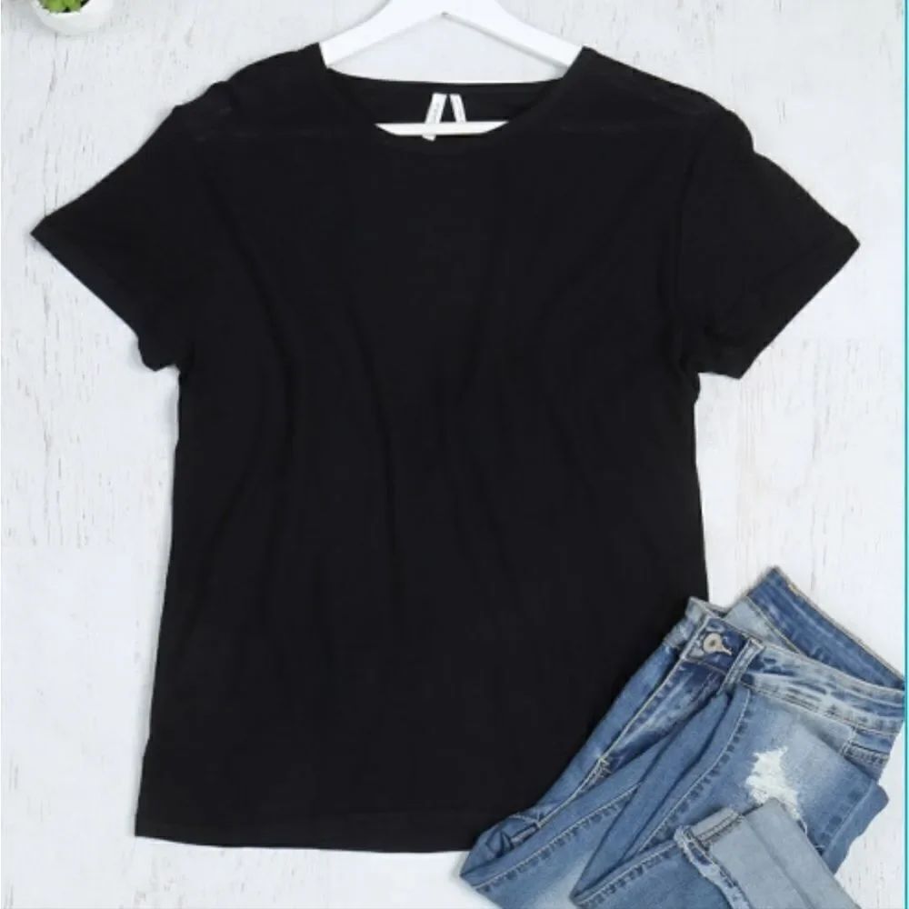 ♡♡♡ Black Heathered Cotton Modal Blend Comfy Cool Tee sz Medium